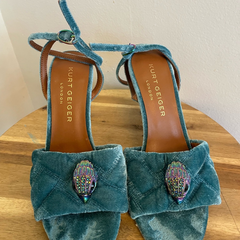 Kurt Geiger Teal Velvet Women's heels size 38 (7.5 US)